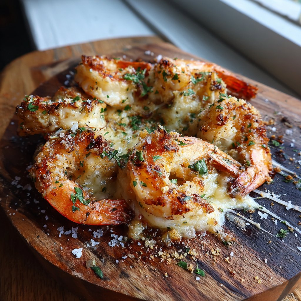 Cheesy Garlic Shrimp Bake