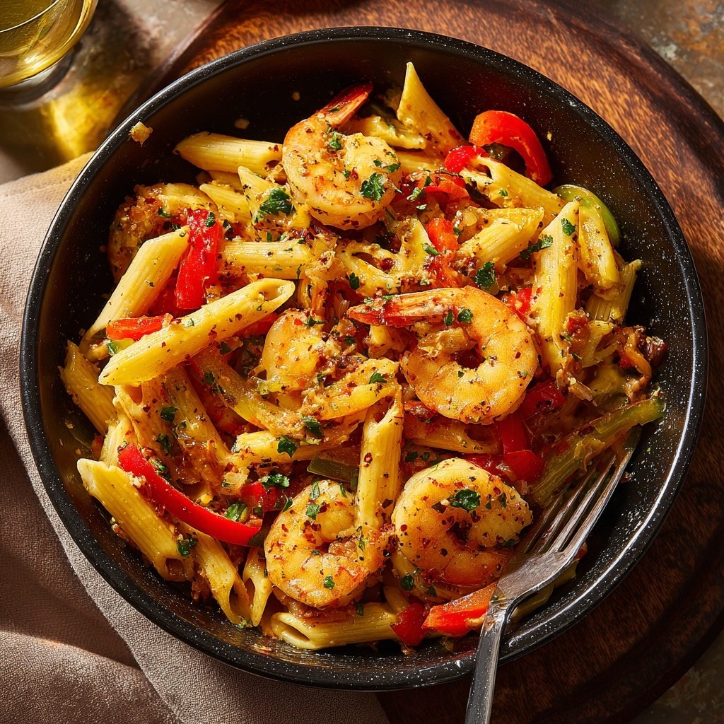 Spicy Cajun Shrimp Penne