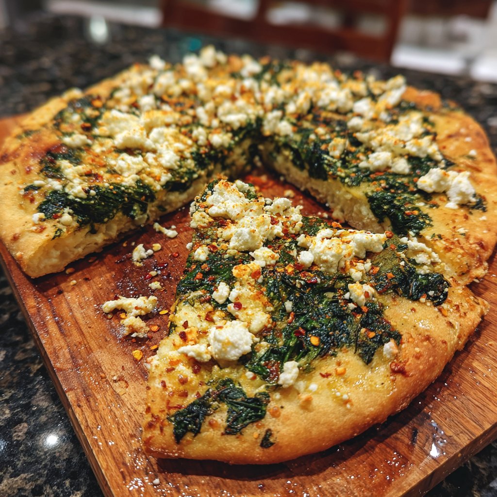 Spinach & Feta Cottage Cheese Flatbread