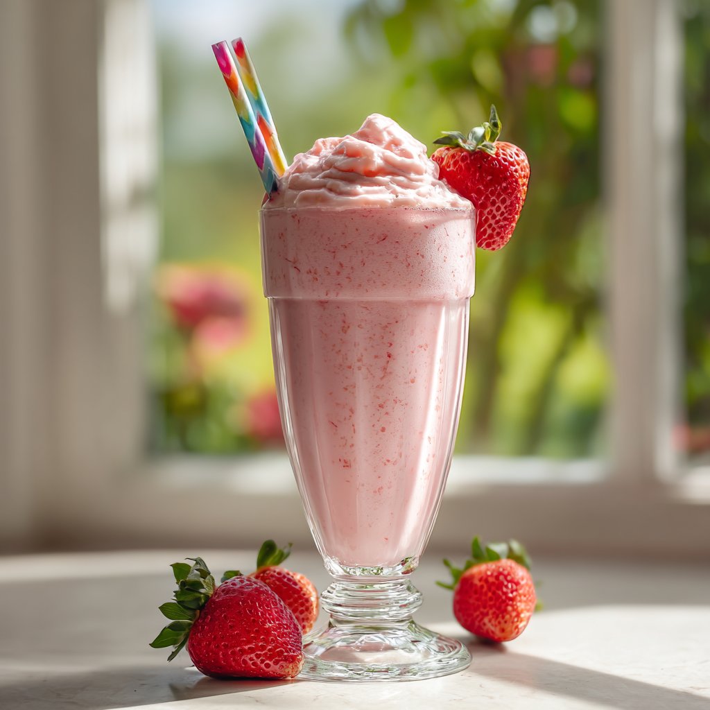 Easy 3-Ingredient Strawberry Milkshake Recipe